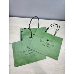 Lot of 3 Kate Spade New York Green Retail Gift Shopping Bags 10x8 Rope Handle